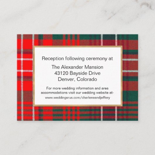 Modern Wilson Tartan Karierte Hochzeitskarte Begleitkarte (Vorderseite)