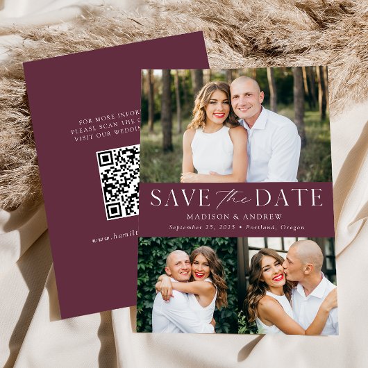 Modern Wine 3 Photo QR Code Save The Date