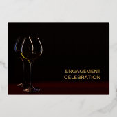 Modern Wine Glass Gold Text Engagement Party Folieneinladung (Rückseite)