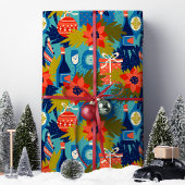 Modern Wine Poinsettia Weihnachten Geschenkpapier