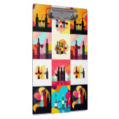 Modern Wine Set Silhouette Collage - Bold Colorful Klemmbrett (Rechts)
