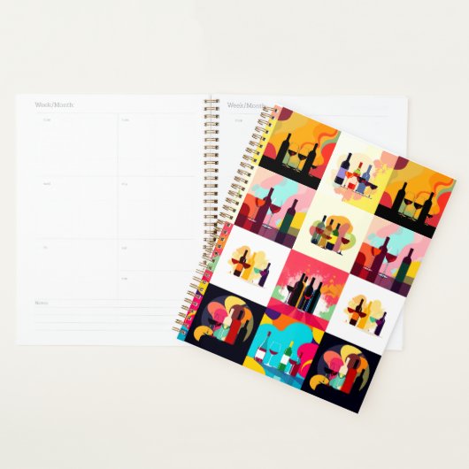 Modern Wine Set Silhouette Collage - Bold Colorful Planer (Anzeige)