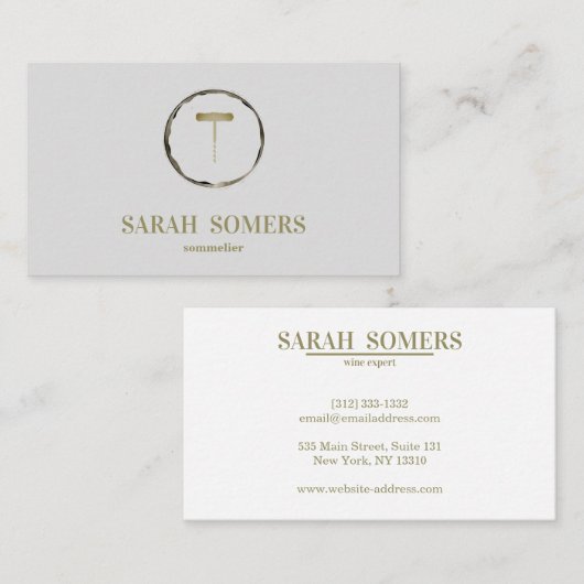 Modern Wine Stain Corkschraube Sommelier Barkeeper Visitenkarte (Vorne/Hinten)