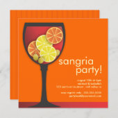 Modern Wineglass Sangria Party Einladung (Vorne/Hinten)