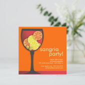 Modern Wineglass Sangria Party Einladung (Stehend Vorderseite)