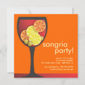 Modern Wineglass Sangria Party Einladung (Vorderseite)