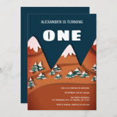 Modern Winter Boy First Birthday Einladung (Vorne/Hinten)