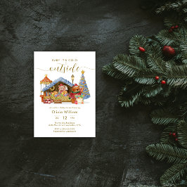 Modern Winter Farmer Market Teddy Bear Baby Shower Einladung