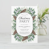 Modern Winter Fir Cone Weihnachtsfeier Party Einla Einladung (Stehend Vorderseite)