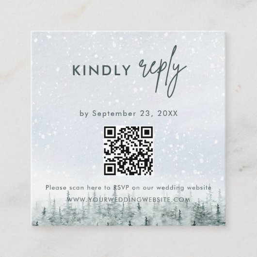 Modern Winter Forest Wedding RSVP Card Begleitkarte (Vorderseite)