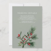 Modern Winter Greenery Weihnachtsberries Hochzeit Einladung (Rückseite)