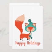 Modern Winter Hat Fox Feiertagskarte (Vorne/Hinten)