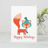 Modern Winter Hat Fox Feiertagskarte (Stehend Vorderseite)