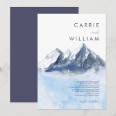 Modern Winter Mountain Pattern Wedding Einladung (Vorne/Hinten)