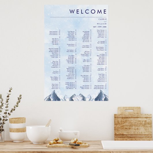 Modern Winter Mountain Pattern Wedding Poster (Küche)
