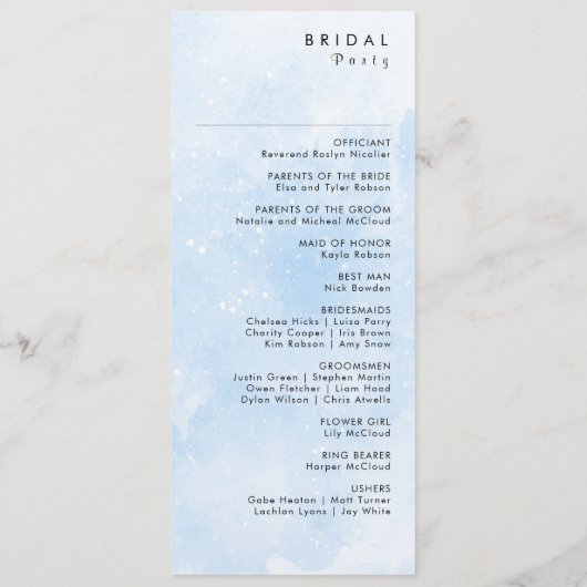 Modern Winter Mountain Pattern Wedding Programm (Rückseite)