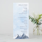 Modern Winter Mountain Pattern Wedding Programm (Stehend Vorderseite)