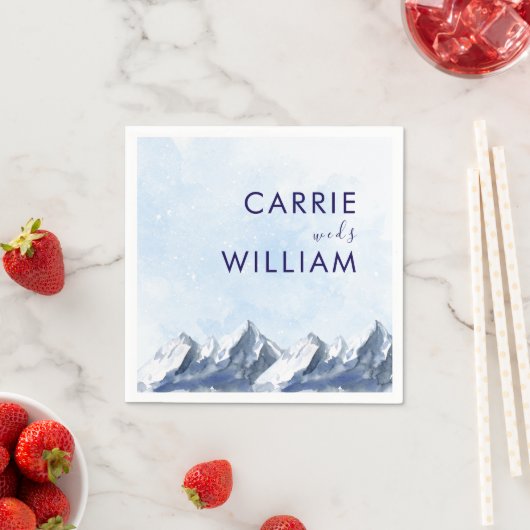 Modern Winter Mountain Pattern Wedding Serviette (Beispiel)