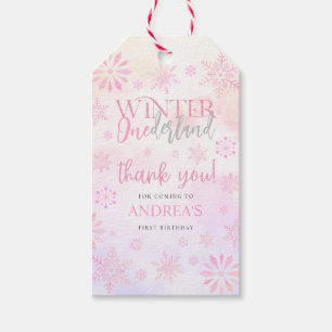 Modern Winter ONEderland Pink Girl 1. Geburtstag Geschenkanhänger