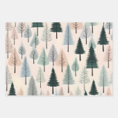 Modern Winter Pastel Snowman Foxes & Trees Grüntön Geschenkpapier Set (Vorderseite 3)