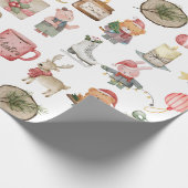 Modern Winter Pine Green Tree und Bär Geschenkpapier (Ecke)