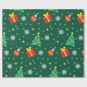 Modern Winter Pine Green Tree Weihnachten Geschenkpapier (Flach)