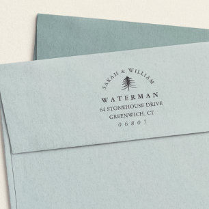 Modern Winter Pine Tree Return Address Permastempel
