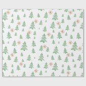 Modern Winter Pine Tree Star Geschenkpapier (Flach)
