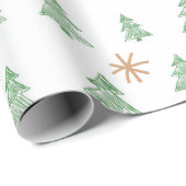Modern Winter Pine Tree Star Geschenkpapier (Rolleneckpunkt)