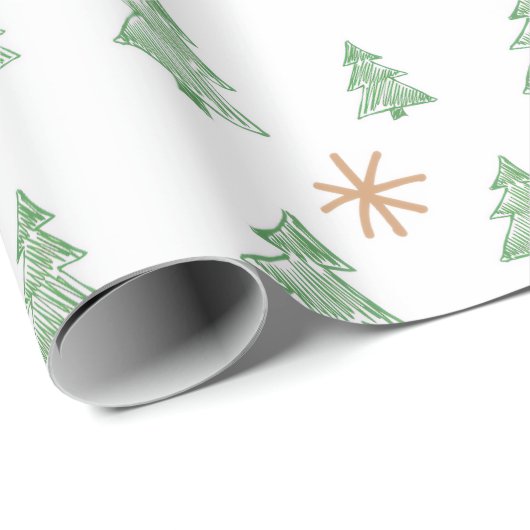 Modern Winter Pine Tree Star Geschenkpapier (Rolleneckpunkt)