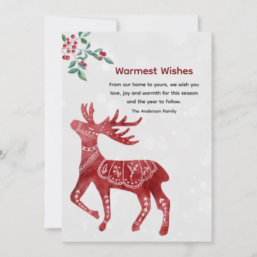 Modern Winter Red Moose Scandi Japandi Weihnachten (Vorderseite)