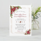 Modern Winter Red White Poinsettia Gold Wedding Einladung (Stehend Vorderseite)