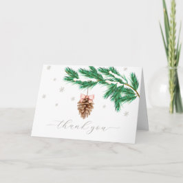 Modern Winter Snowflake Pine cone Baby Shower  Dankeskarte