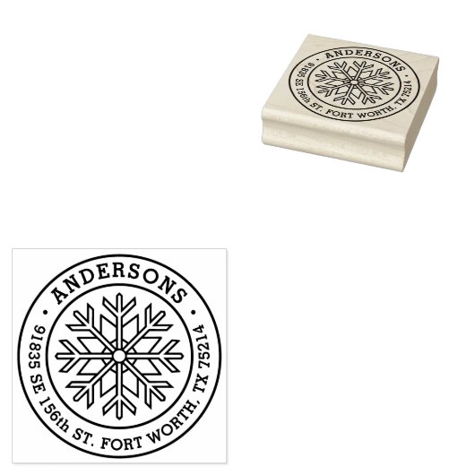 Modern Winter Snowflake return address Gummistempel (Stempel)
