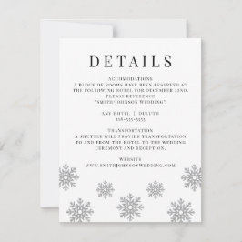 Modern Winter Snowflake Wedding Details Card RSVP Karte