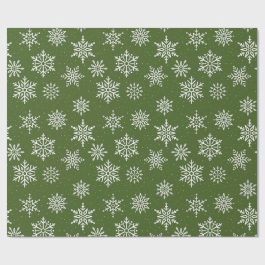 Modern Winter Snowflake Weihnachten Grüner Urlaub Geschenkpapier (Flach)