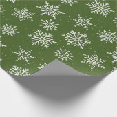 Modern Winter Snowflake Weihnachten Grüner Urlaub Geschenkpapier (Ecke)