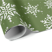 Modern Winter Snowflake Weihnachten Grüner Urlaub Geschenkpapier (Rolleneckpunkt)