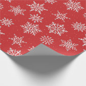 Modern Winter Snowflake Weihnachten Roter Urlaub Geschenkpapier (Ecke)