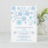 Modern Winter Snowflakes Engagement Party Einladung (Stehend Vorderseite)