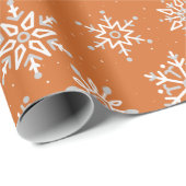 Modern Winter Snowflakes Weihnachten Orange Feiert Geschenkpapier (Rolleneckpunkt)