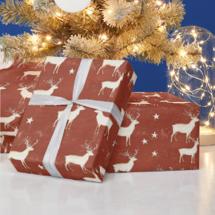 Modern Winter Stag Red Geschenkpapier