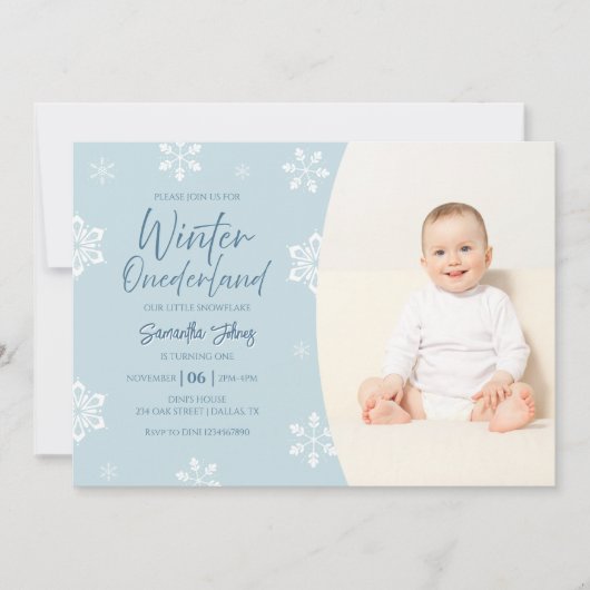 Modern Winter Unser kleines Schneeflocken 1. Gebur Einladung (Vorderseite)