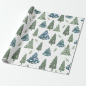 Modern Winter Wasserfarben Pine Green Tree Weihnac Geschenkpapier (Ungerollt)