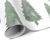 Modern Winter Wasserfarben Pine Green Tree Weihnac Geschenkpapier (Rolleneckpunkt)