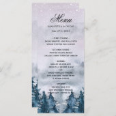 Modern Winter Watercolor Forest Blue Menu Menükarte (Vorne/Hinten)
