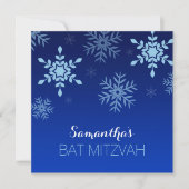 Modern Winter Wonderland Blue Bat Mitzvah Einladung (Vorderseite)