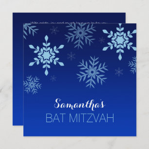 Modern Winter Wonderland Blue Bat Mitzvah Einladung