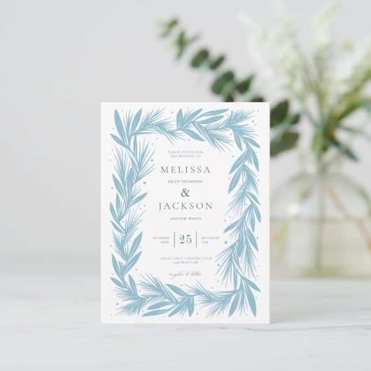 Modern Winter Wreath Frame Wedding Postkarte (Stehend Vorderseite)