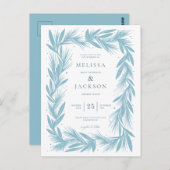 Modern Winter Wreath Frame Wedding Postkarte (Vorne/Hinten)